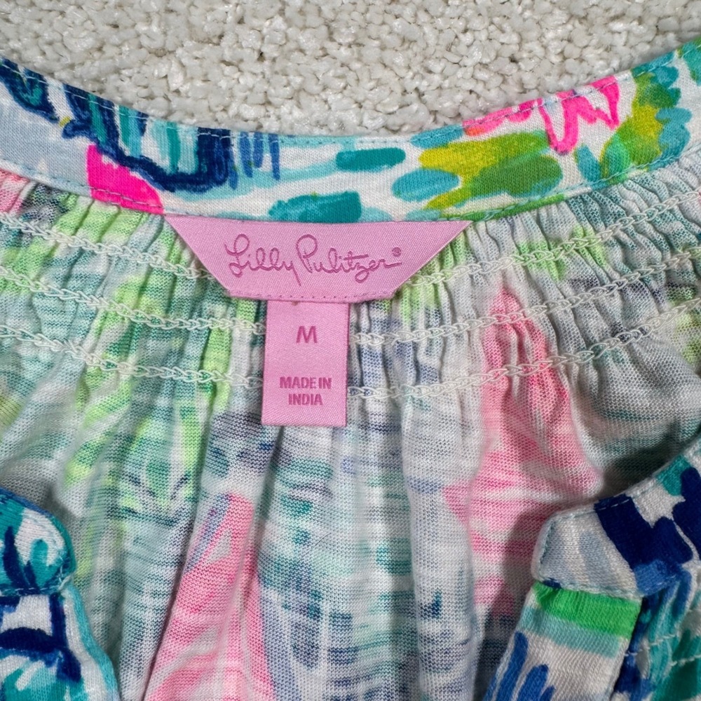 Lilly Pulitzer Essie Dress Salt in the Air Womens Medium Tropical Sleeveless - Picture 4 of 7